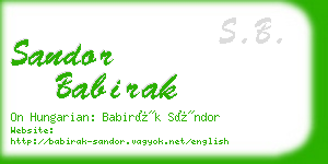 sandor babirak business card